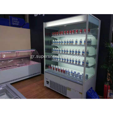 Σουπερμάρκετ ανοιχτό ψυγείο για γαλακτοκομικά και λουκάνικα